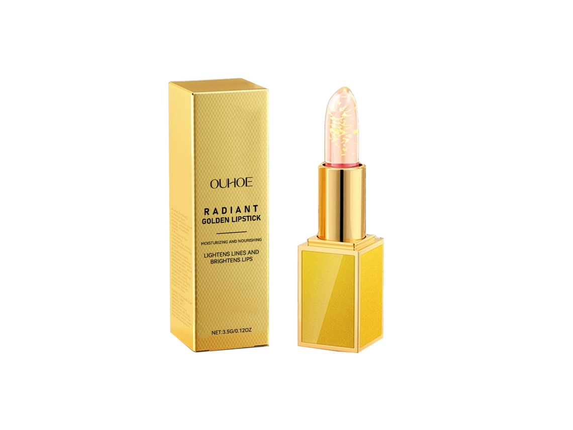 Lápiz labial hidratante que cambia de color con lámina de oro