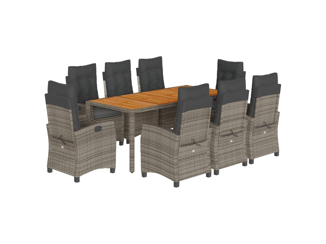 Maison Exclusive - Set Comedor Jardín 9 Pzas Y Cojines Ratán Sintético Gris