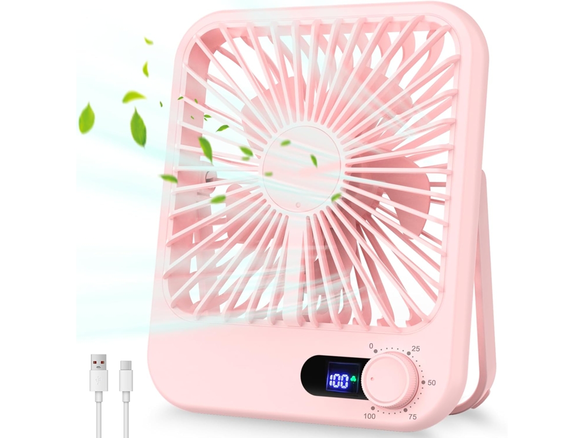 Mini Ventoinha De Mesa Pessoal Recarregável Usb, Rosa Digitallab