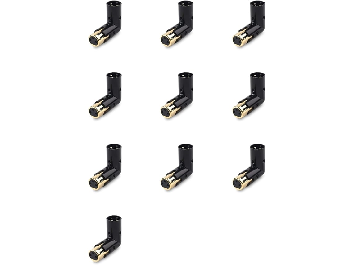 Adaptador Macho De Ángulo Recto Ajustable De 90 Grados Con Conector Xlr De 3 Pines Y 10 Pines.