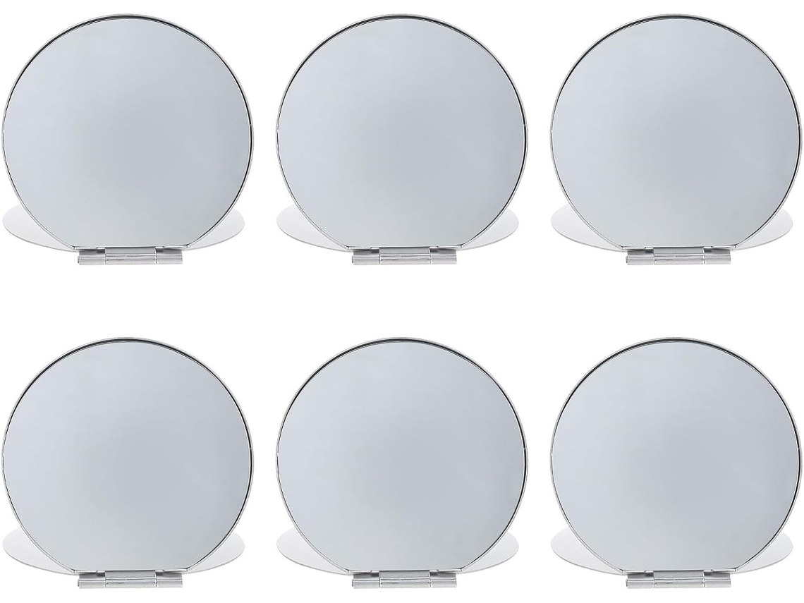 Lot De 6 Petits Miroirs De Maquillage Ronds À Clapet, Pliables Y Portátils