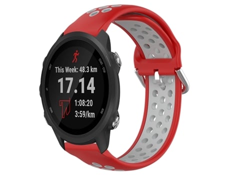 Correa de reloj inteligente para Garmin Forerunner 245 Music Correa de reloj de silicona deportiva transpirable perforada de 20 mm (rojo + gris)