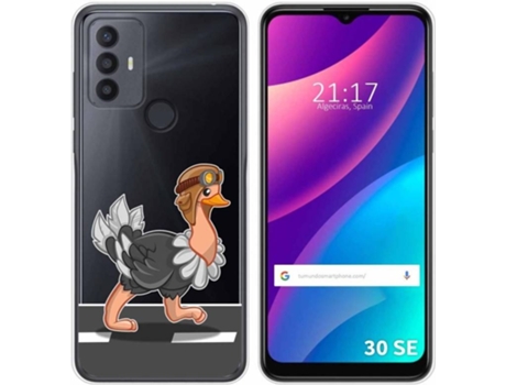 Carcasa para TCL 30 SE TUMUNDOSMARTPHONE Dibujos Transparente Avestruz Multicolor
