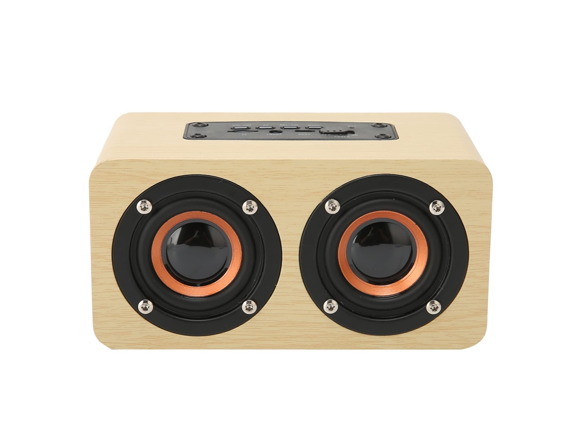 Altavoz de escritorio retro con micrófono integrado, MP3 TF/USB/AUX, se conecta a teléfonos móviles y PC, acabado en madera amarilla | Sin marca