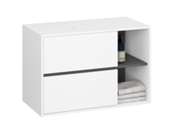 Armario Bajo Lavabo Vami 90 Cm Con Orificios, Blanco Y Grafito, 2 Cajones, 2 Estantes