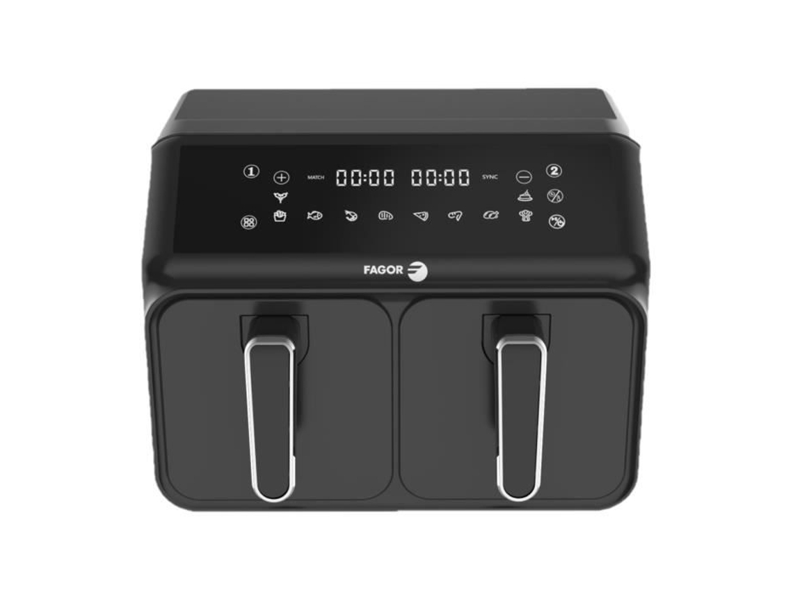 Freidora sin aceite Fagor Airfryer Fg2x4l, 8 l de capacidad, dos cestas de 4 l, 8 programas de cocción, 2200 W