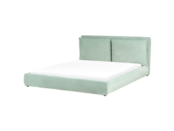 Cama Beliani Bajonna De Terciopelo Verde 200x235x94