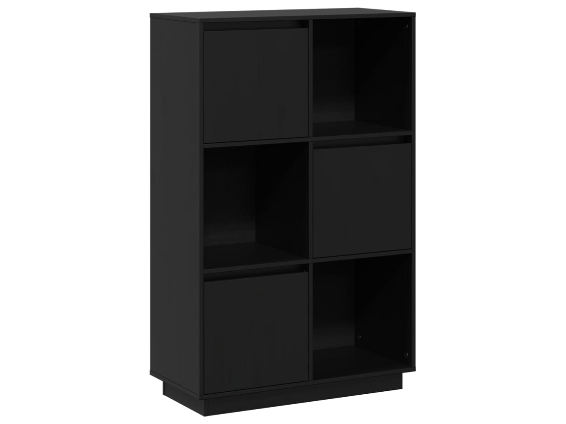 Aparador alto 74x35x117 cm Pino macizo Negro MAISON EXCLUSIVE