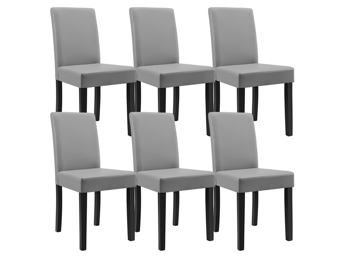 Conjunto de Cadeiras de Jantar [EN.CASA] Cinzento claro (couro sintético - 90 x 42 x 48 cm)