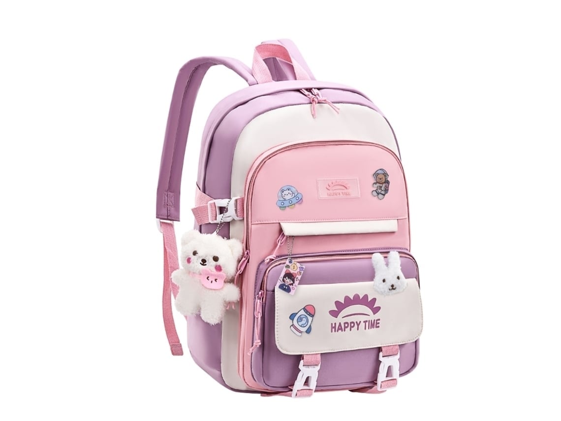 Mochila Infantil, Bolsa De Viaje Informal Con Botones A Presión Y Adornos, Ideal Para Niños, Educativa Y Duradera.