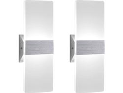 2026-lámpara De Pared Led Moderna 12w Set De 2, Acrílico Y Aluminio, Blanca Fría, Cableada, Instalación Fácil