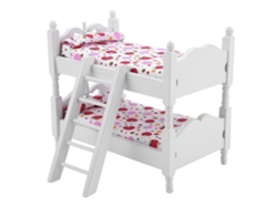 2026-mueble Miniatura Cama Bunk Para Casa De Muñecas 1:12 Niños Dormitorio Juguete Fresa Rosa