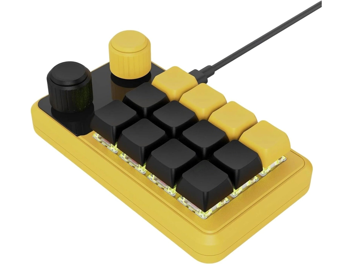 Teclado Macro De 12 Teclas Para Usar Con Una Sola Mano, Con Retroiluminación Rgb, Distribución Y Botones Para Puerto Usb-c.
