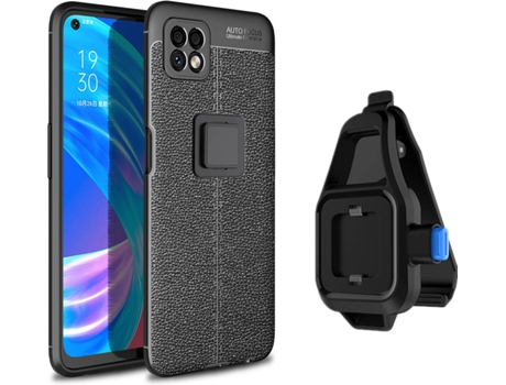 Funda Oppo A73 5G Rugged Leather con Soporte de Cintura Negro
