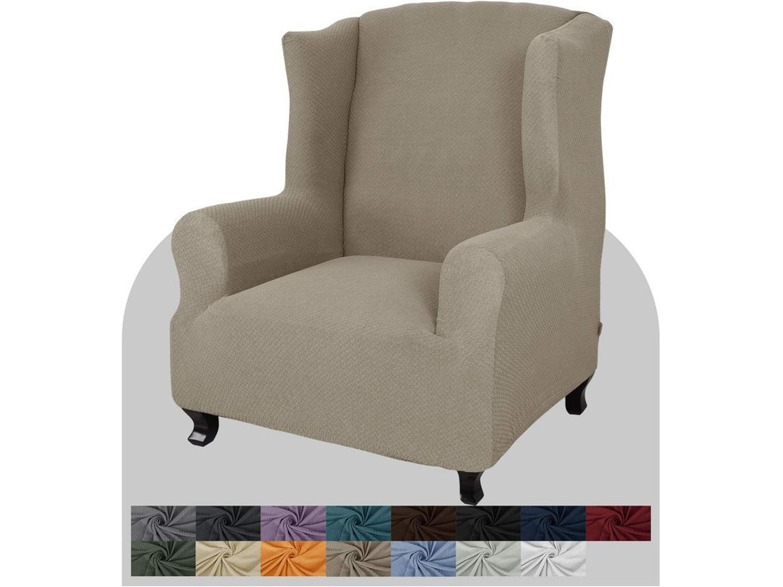 2026-funda Para Sillón De Alas 1 Pieza Elástica Spandex Jacquard Protector De Sofa Con Barra De Espuma Color Caqui