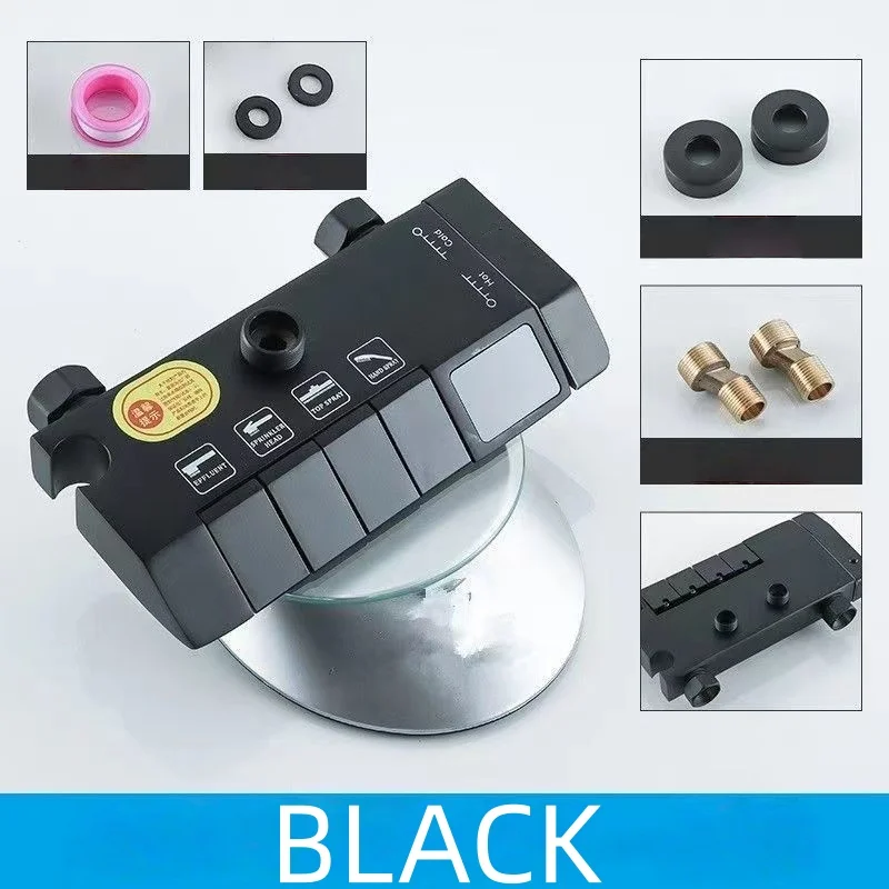 (negro) Grifo De Cuatro Temperaturas Con Pantalla Digital Led Para La Válvula Mezcladora De Agua Fría Y Caliente.
