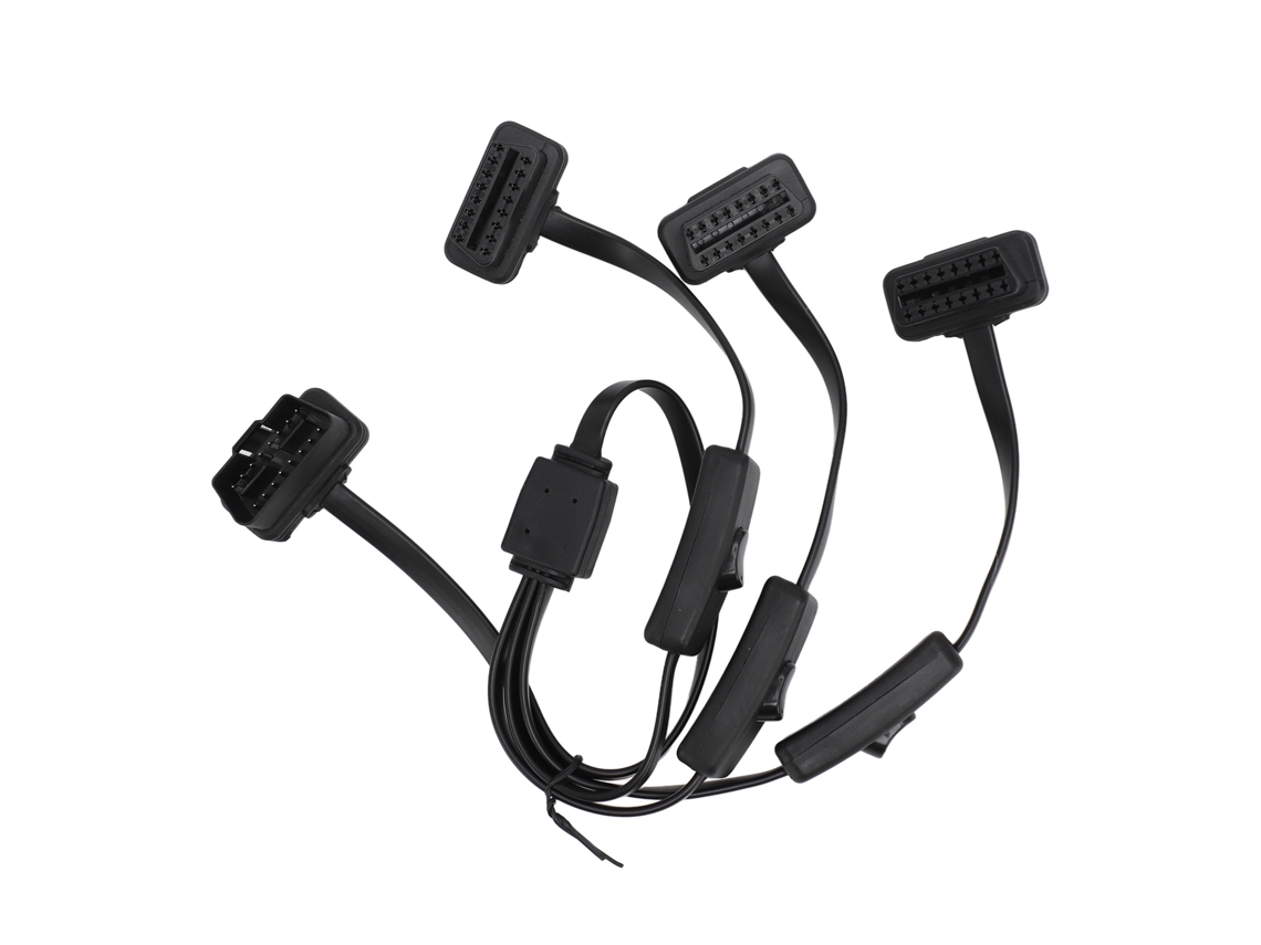 Cable Plano Obdii De 16 Pines, Divisor 1 En 3, Extensor De Diagnóstico Automotriz Duradero