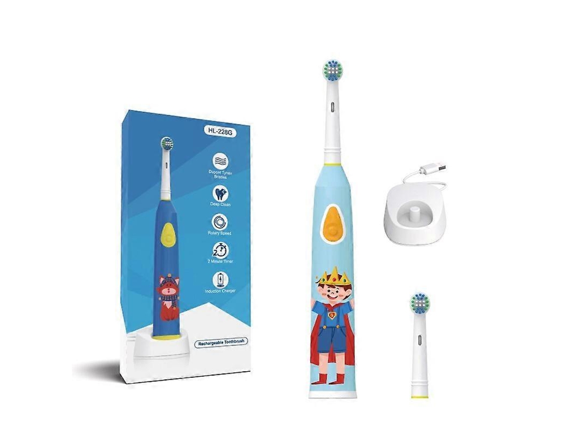 Cepillo de dientes eléctrico recargable para niños con cabezales giratorios y diseño de dibujos animados. Incluye 2 cabezales. Nostalgia88