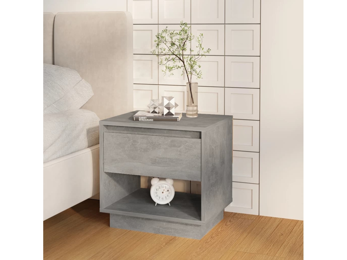 Mesa de Cabeceira LOVELY HOME Mesinha 45X34X44 Cm Contraplacado Cinzento-Cimento