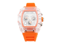 Reloj De Pulsera Transparente Para Hombre, Resistente Al Agua Hasta 50 M, Con Correa De Silicona Naranja.