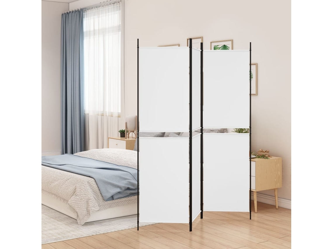 Biombo Divisor De 3 Paneles De Tela Blanco 150x200 Cm