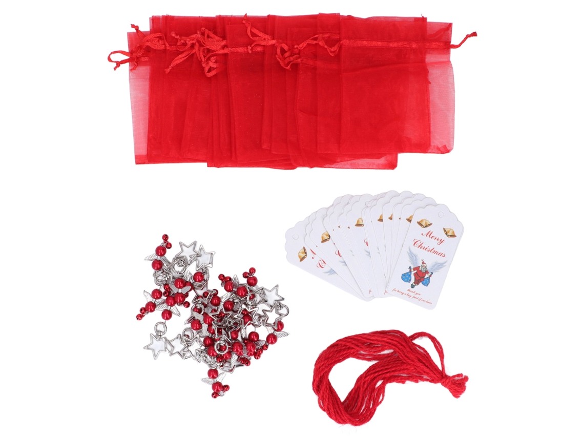 20 Llaveros Estrella Decoración Navideña Exquisita Adorno De Árbol Regalo Rojo