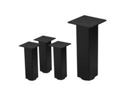 Set 4 Patas De Mesa Ml-design 30cm De Acero 8x8cm Negro Brillante Regulables En Altura