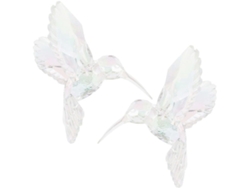 Dos Colgantes De Pájaros De Acrílico Con Diseño Iridiscente. Elegante Decoración Colgante Para Paredes Y Oficinas.