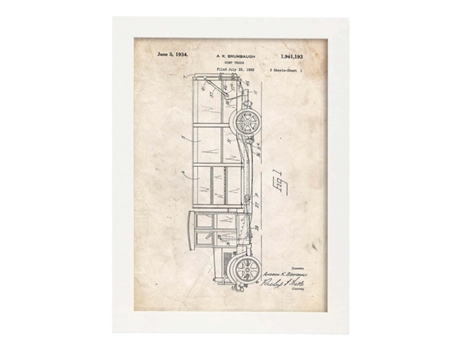 Póster NACNIC con Patente de Camion de la Basura. con Diseño de Patente Antigua.