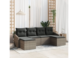 Conjunto de sofá de jardín de 6 piezas con cojines de polirratán gris Wsd123089 Lovely Home