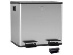 Cubo De Basura De Acero Inoxidable De 2x15l Con Pedal Y Tapas De Cierre Suave, Color Plata.
