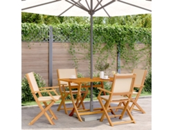 Juego de comedor de jardín de 5 piezas en madera maciza beige DKD Home Decor