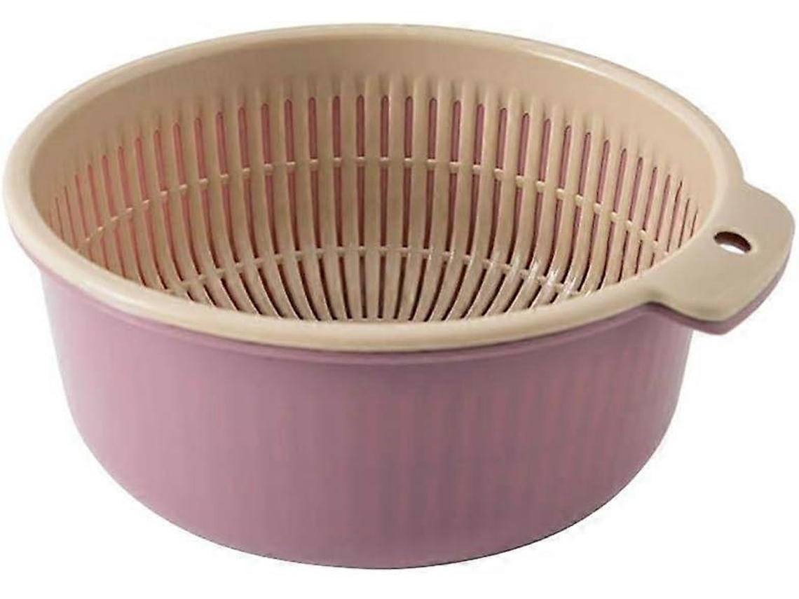 Cesta de drenaje de plástico de doble capa Tizzy, color sólido, multifuncional, para lavar frutas y verduras.