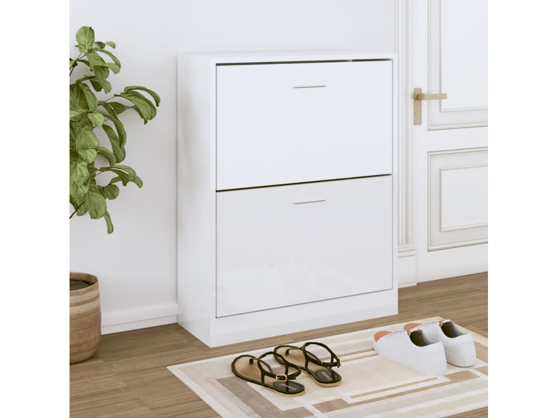 Zapatero Organizador 63X24X81 Cm Derivados de Madera Blanco Brillante