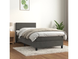 Cama Box Spring Con Colchón Terciopelo Gris Oscuro 100x200 Cm