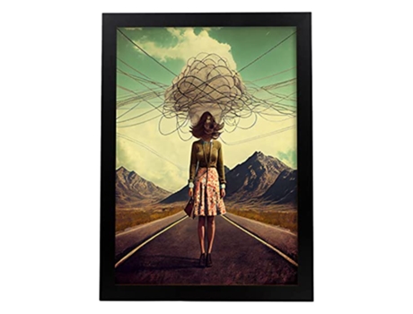 NACNIC Poster Ansiedad En Estilo Surrealismo Cinematográfico Ilustraciones y Grabados de Historieta Abstracta y Artística A4 Marcos Negros