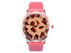 Reloj De Pulsera Zhoulianfa Para Mujer Con Correa De Piel Sintética Con Estampado De Leopardo Rosa.
