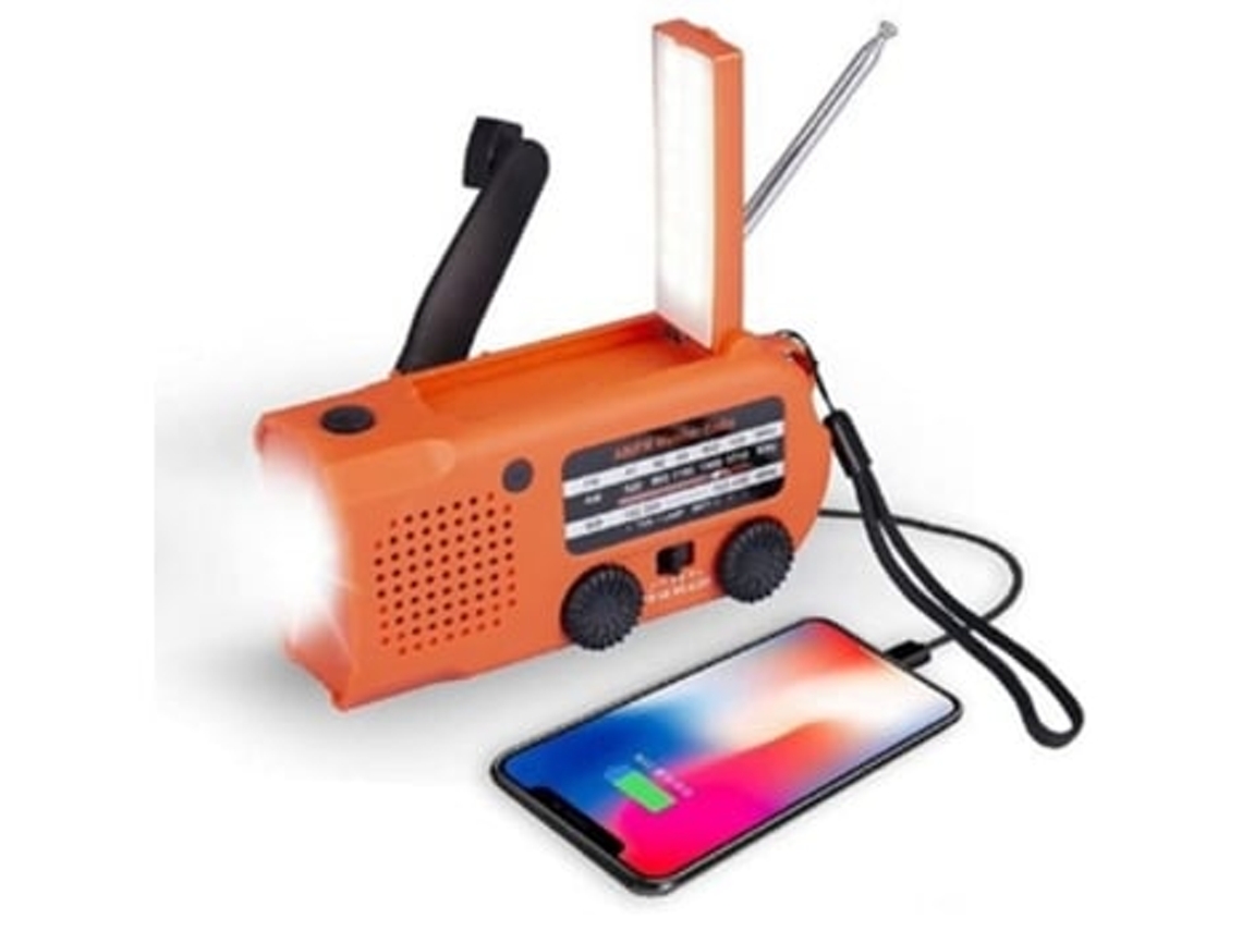 Radio de emergencia solar con manivela de 5000 mAh, luz de lectura, linterna LED y alarma SOS Panoona