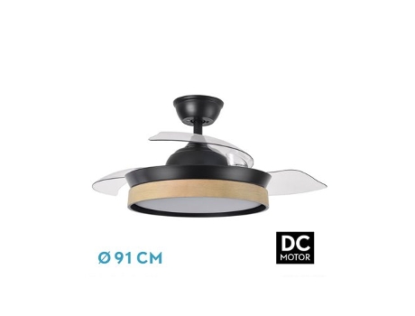 Ventilador DC Iglu Negro/Haya 72W 3 Aspas Desplegables FABRILAMP