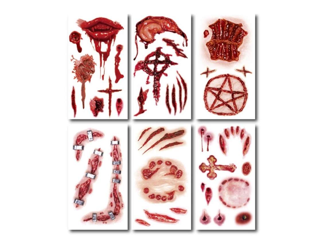 Pack de 6 Tatuajes Heridas en modelos surtidos de 6,8 cm