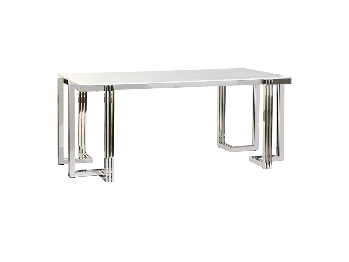 Mesa Comedor Acero Cristal Simil Marmol 180x90x76cm