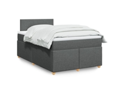 Cama Box Spring Con Colchón Tela Gris Oscuro 120x200 Cm