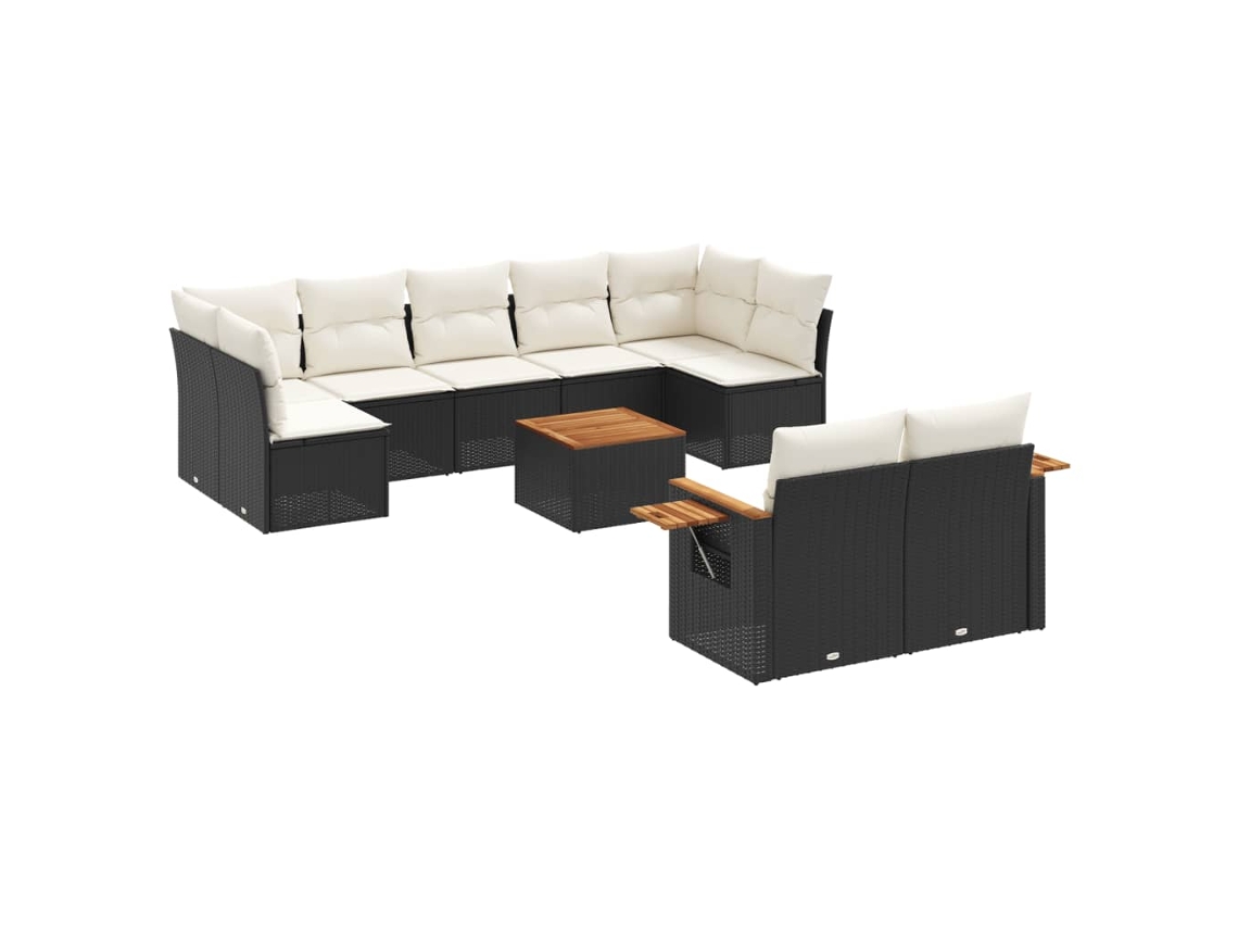 Maison Exclusive - Set De Sofás De Jardín 10 Pzas Cojines Ratán Sintético Negro