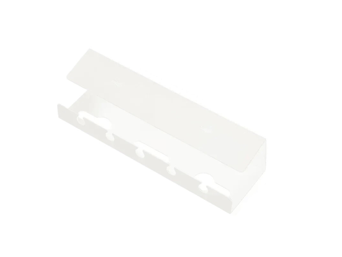 Bandeja organizadora de cables para debajo del escritorio con clip y regleta de enchufes, sin necesidad de taladrar, Olysi Shop (blanca)