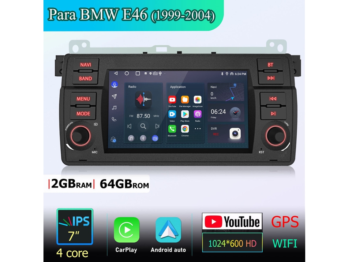 Gps Rádio Auto Android V11 Para Bmw E46 1999 2004 Android 15 Gps 7 Polegadas 2gb 64gb