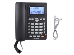 Teléfono Con Cable, Identificador De Llamadas, Altavoz Y Doble Puerto Para Uso Doméstico (negro)
