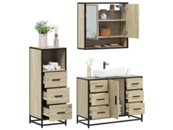 Juego de muebles de baño de 3 piezas Derivatives Oak Wood Sonoma Wsd20128 Lovely Home