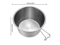 Mali bacia de Aço Inoxidável 304 com Alça 500ml para Camping Picnic Hiking Mochilão Prática