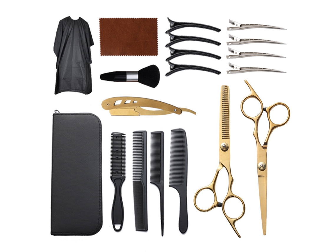 Kit De Tijeras De Peluquería De 19 Piezas Digitallab Y2 Dorado