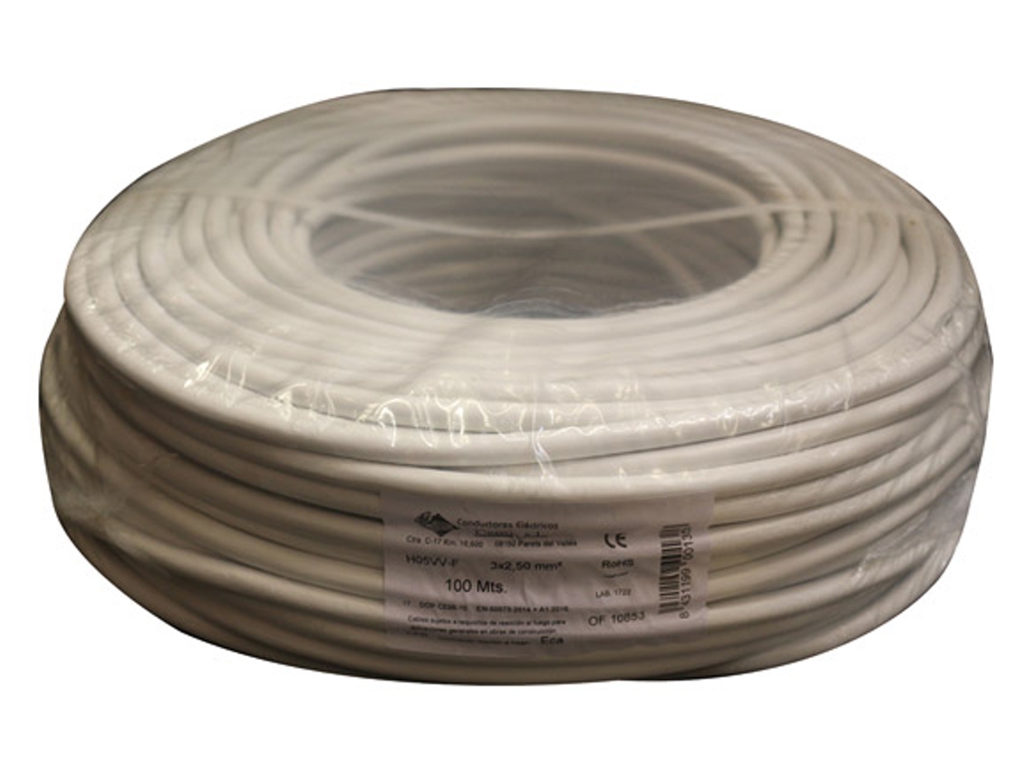 Cable Elec Rdo Mang 500V Vv-F H05Vv-F Top Cable 3X1Mm Bl 100 BRICABLE